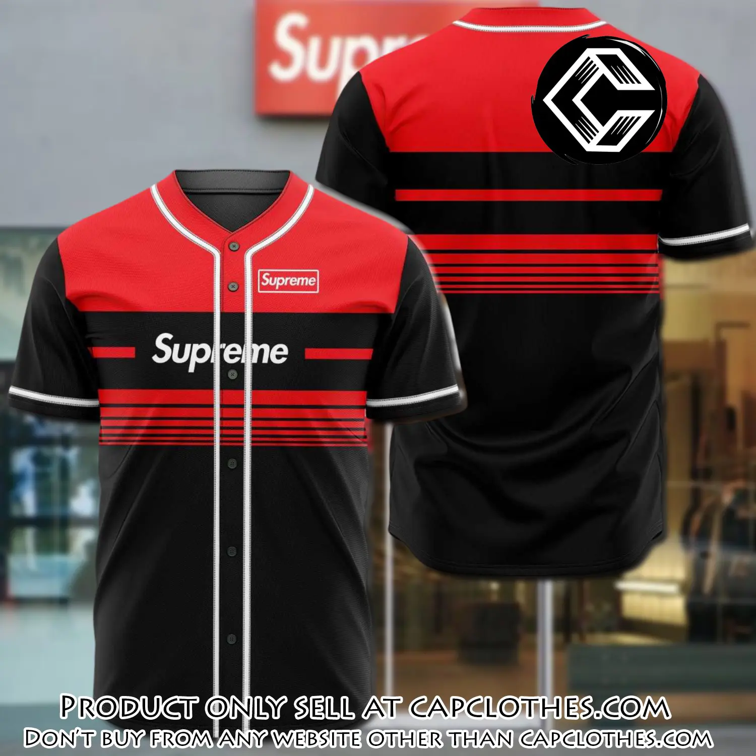 Supreme black red baseball jersey shirt luxury bjs1239 cc4155582